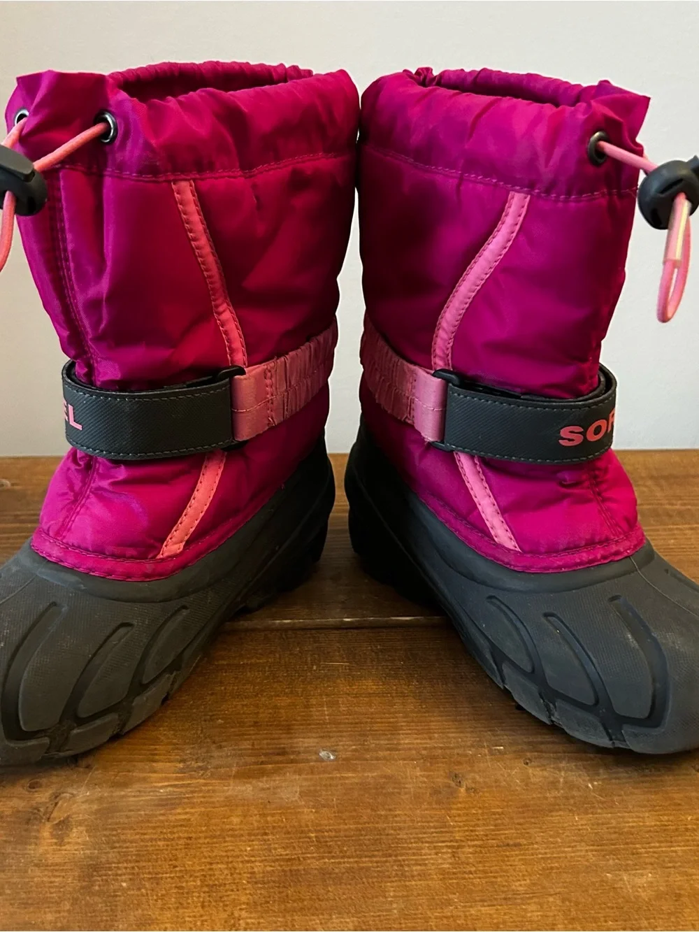 Sorel Flurry Nylon Winter Snow Boots Pink Youth  Girls Size 12